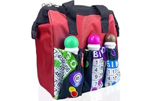 DACEFLOY Bingo Dauber Bag Bingo Bags with Pockets on Clearance Bingo Accessories for Women Carry Storage Bag Gifts for Bingo Game Lovers Tote Bag for Bingo Markers (Red)