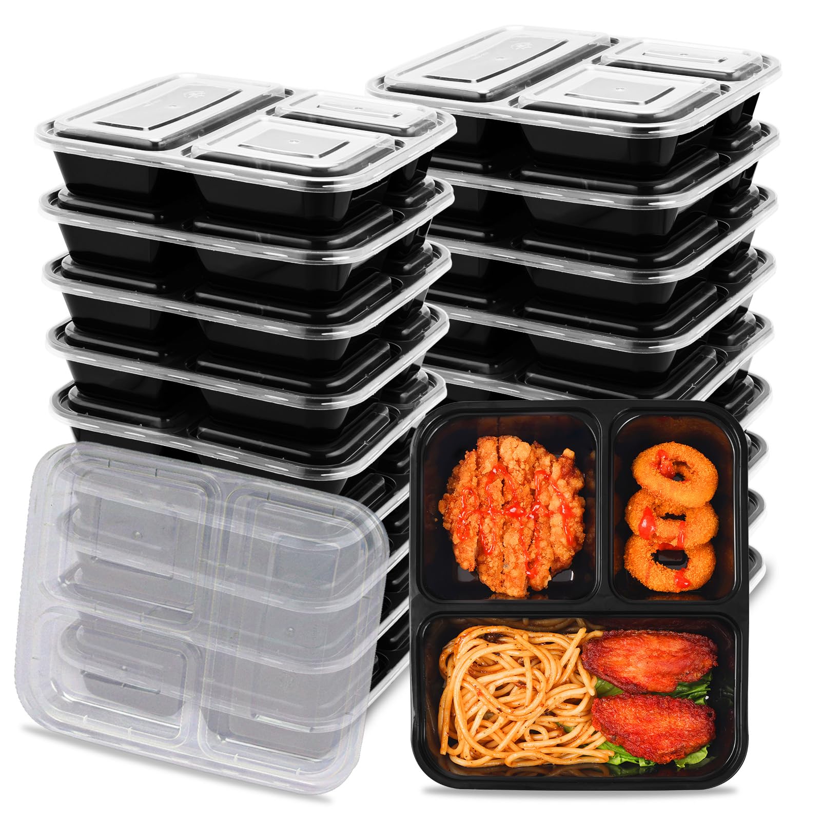 Moretoes 20 Pack 32oz Meal Prep Containers Reusable 3 Compartment Meal moretoes-20-pack-32oz-meal-prep-containers-reusable-3-compartment-meal