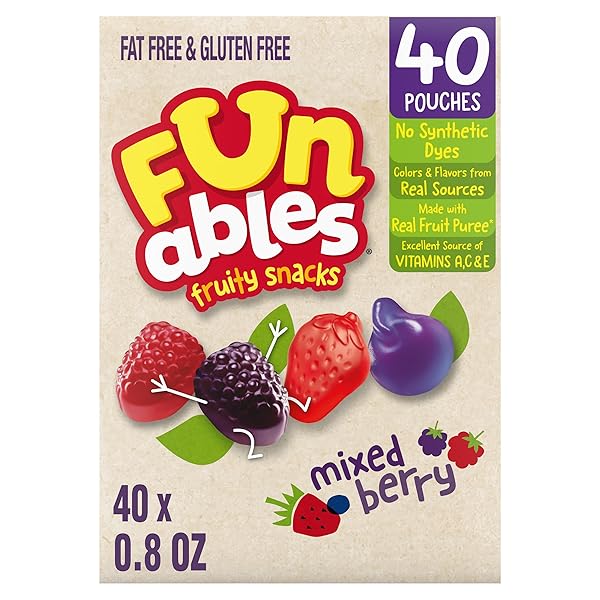 FUNABLES FRUITY SNACKS, MIXED BERRY FLAVORED SNACKS, 32...