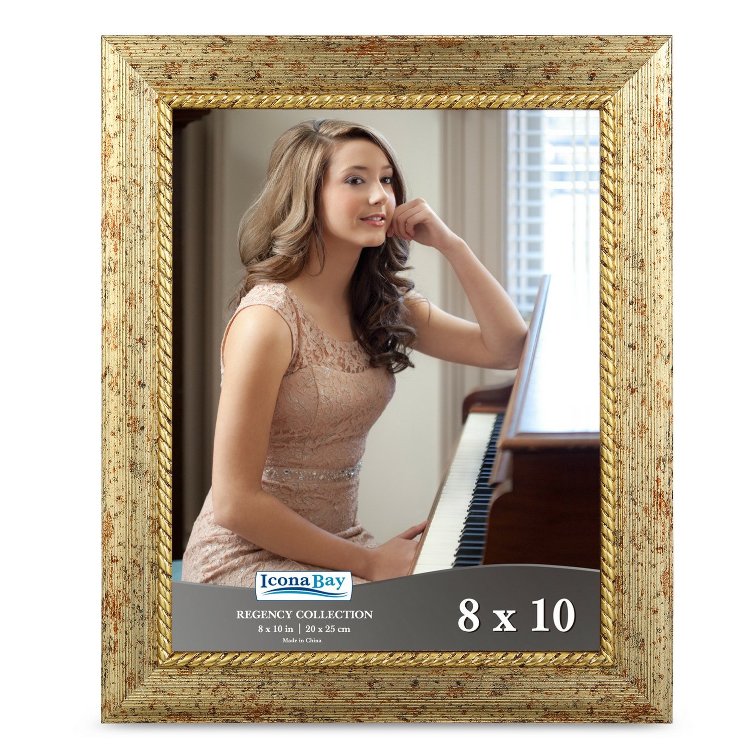 Picture Frame (8x10, Gold) Photo Frame Wall Mount Hangers Table Top