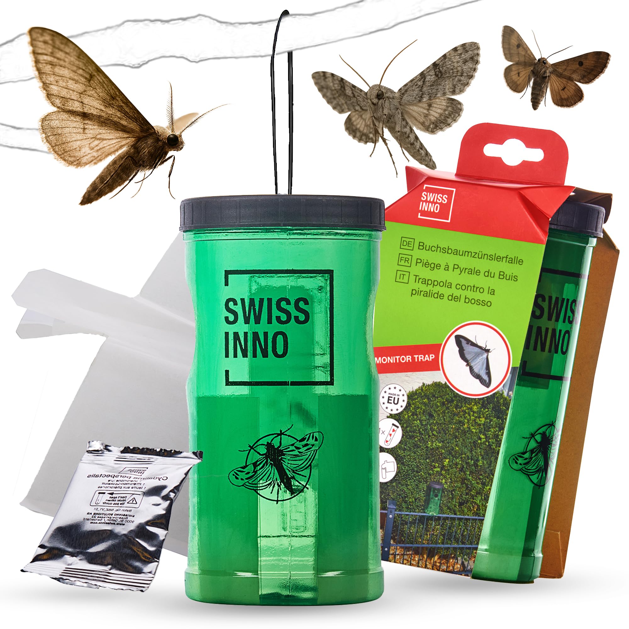 SWISSINNO Box Tree Moth Trap – Reusable Pheromone Monitoring Trap for Box Tree Moth Detection - Garden Use