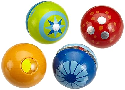 Haba 3571 - Entdeckerkugeln, 4er Set, Motorikspielzeug aus Holz für Babys und Kleinkinder ab 1 Jahr, geeignet für Meine erste