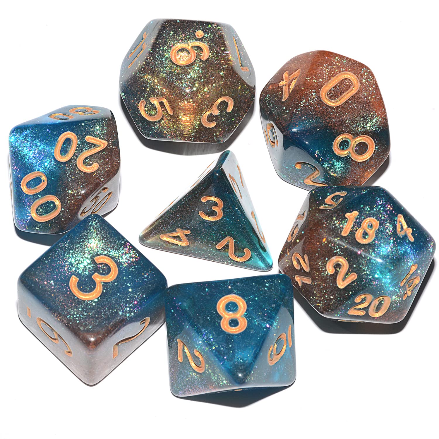 Galaxy DND Dice 7Pieces, Glitter Sparkle Cosmic