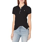 Nautica Womens 5-Button Short Sleeve Breathable 100% Cotton Polo Shirt