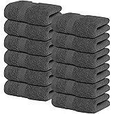 Infinitee Xclusives Luxury Wash Cloths for Showering [13x13] – 100% Cotton Washcloths [Pack of 12], Soft and Absorbent Face Towels for Bathroom Wash Clothes, Gym, and Spa (Shadow Grey)