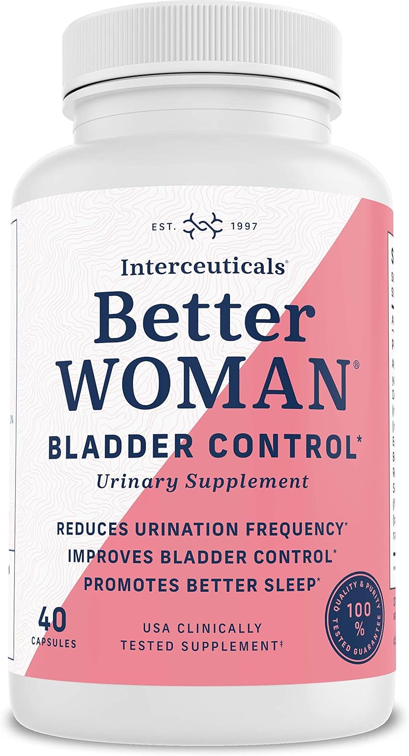 BetterWOMAN Bladder Control Supplement for Women- Helps to Reduce Bathroom Trips - Sleep Better at Night –Reduce Urgency and Occasional Leakage* - interceuticals (1 Bottle): Health & Personal Care