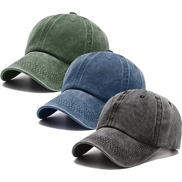 Classic Vintage Distressed Baseball Cap - Washed Cotton, Adjustable Strap (Fits 21.2-23.6in Head)