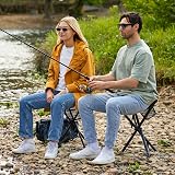 EVER ADVANCED Folding Tripod Stool 53 cm Lightweight Camping Chair Black view 2