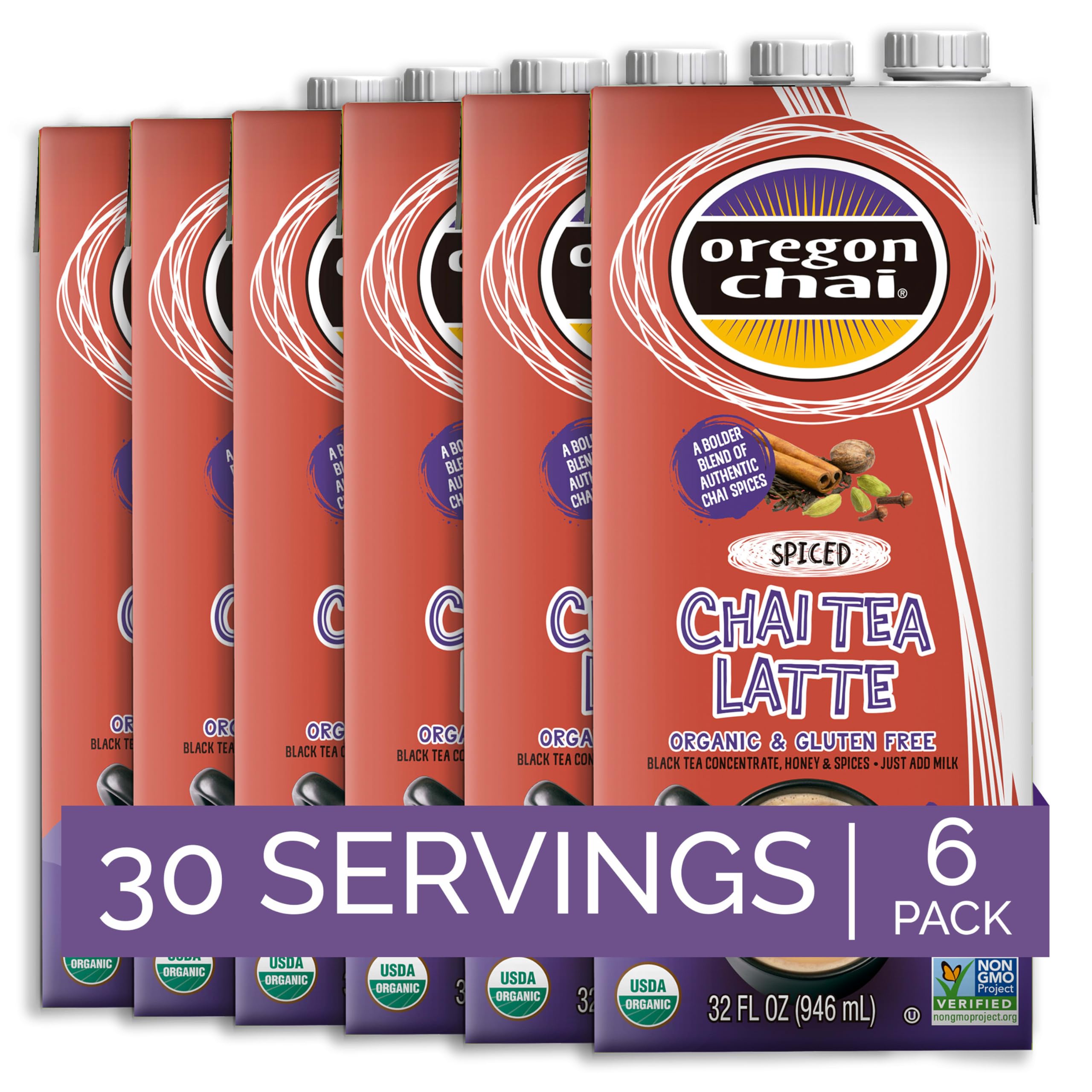 Photo 1 of ***NONREFUNDABLE (EXP:DECEMBER 2026)***Oregon Chai Organic Spiced Chai Concentrate, 32 Fluid Ounce (Pack of 6)