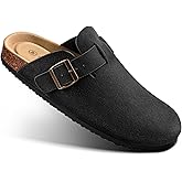 BULLIANT Clogs Mules Sandals Potato Shoes Men Women,Fleece-Lined Cow Suede Upper-Memory Foam Cushioned Cork-Footbed