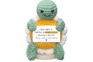 HEXMOZ Handmade Turtle Positive Emotional Support Crochet Friend Gifts for Women, Bestie, Coworkers - Inspirational, Motivational, Friendship, Birthday, Funny Christmas Best Friend Ideas - Animal Decor