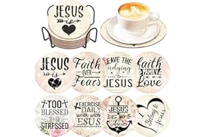 CLOTHMILE 8 PCS Bible Verse Diamond Art Coasters Christian Diamond Art Coasters Kits with Holder Bible Verse DIY Farmhouse Coasters Christian Gifts for Beginners, Adults, Kids, Diamond Art Crafts Supplies