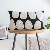 VANNCIO Black White Boho Chunky Tufted Pillow Cover, Neutral Decorative Oblong Throw Pillow Case, Geometric Woven Modern Sham for Bed Couch Living Room, 12x20 inches, 1PCS