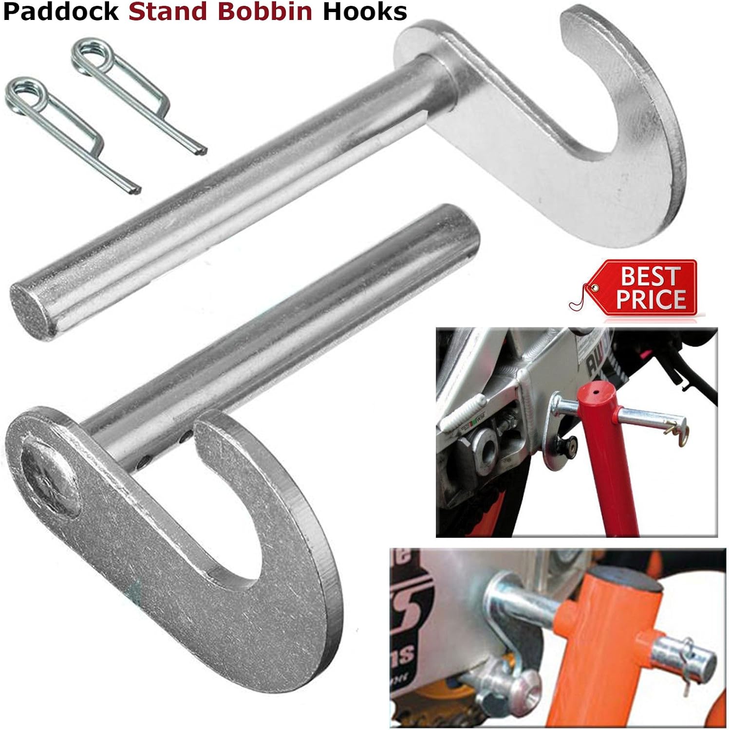 Pair Of Motorcycle Motorbike Bike Bobbin Adaptor Hooks Rear Paddock