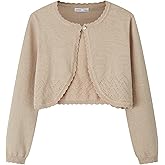 CUNYI Girls Sparkle Bolero Cardigans Long Sleeve Cropped Cardigan Shrug for Dresses Lightweight Knit Sweater Elegant