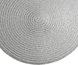 SHACOS Silver Glitter Round Braided Placemats Set