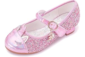 Furdeour Girls Dress Shoes Mary Jane Wedding Flower Bridesmaids Heels Glitter Princess Shoes for Kids Toddler