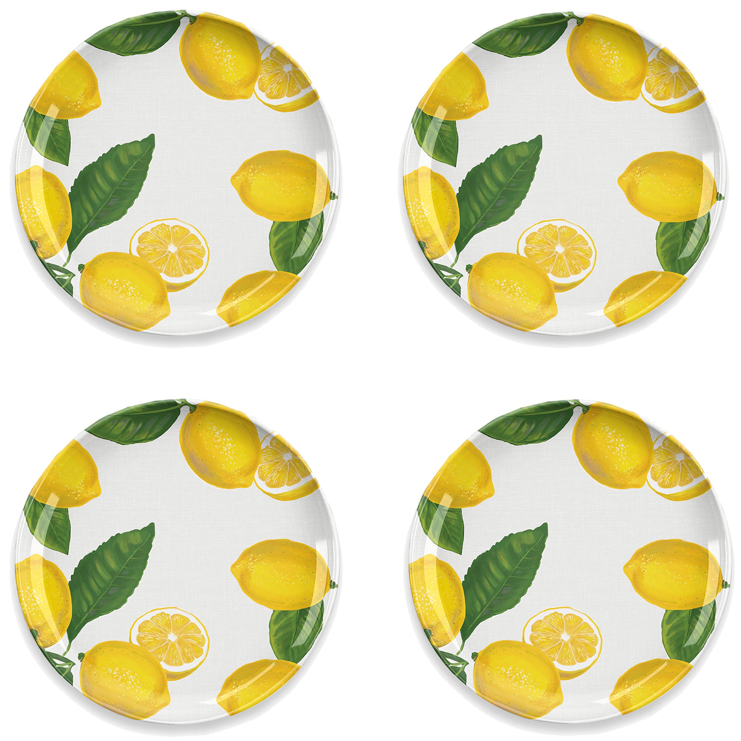 Auntie Morags Lemon Fresh Melamine/Plastic/BBQ/Outdoor Dinner Plates Set (4)