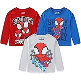 Marvel Spidey & His Amazing Friends Boys Long Sleeve Shirt 3 Pack for Toddler and Big Kids