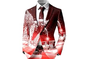 Christmas Blazer for Men Funny Christmas Printed Dress Jackets Xmas Party Button Down Lapel Mens Blazer Jacket