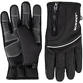 isotoner mens Water Repellent Lined Neoprene Grip Touchscreen Gloves With Zipper