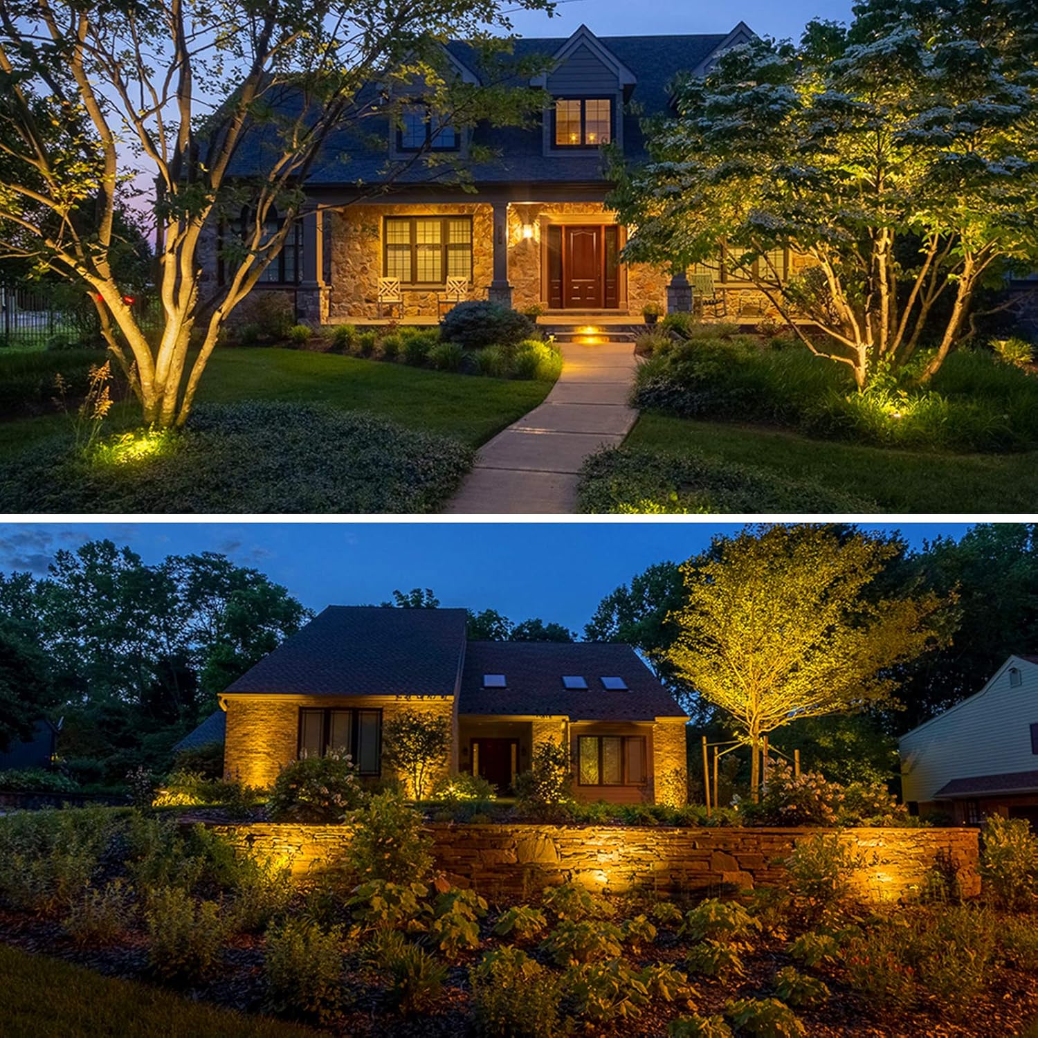 ZUCKEO 10W Landscape Lighting Low Voltage LED Landscape Lights, IP66 Waterproof Landscape Spotlights Yard Lawn Garden Outdoor Lights 12V 24V 1000LM Warm White (12Pack with Connectors) - - 