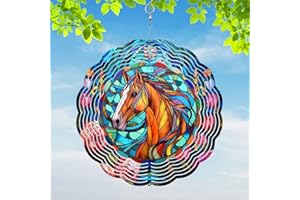 44MEMORY Horse Yard and Garden Wind Spinner, Unique 3D Hanging Horse Wind Spinner