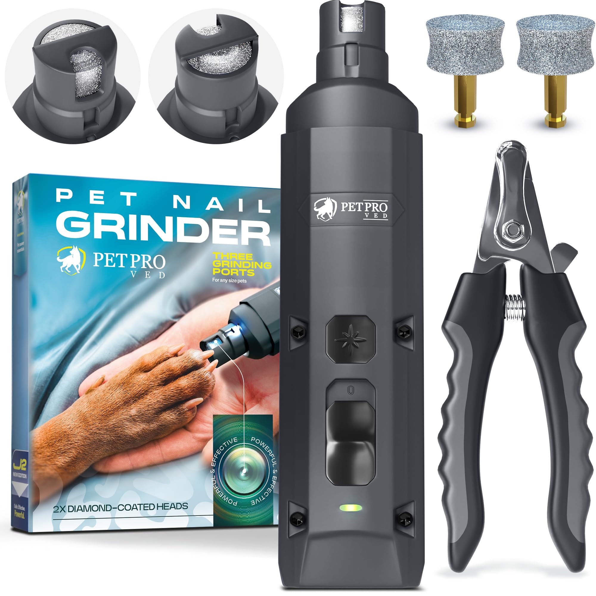 PETPROVED Dog Nail Grinders Silent Dog Claw Grinder Dog Nail Grinder for Dogs Claws Safe Dog Nail Trimmer Electric Pet Nail Grinder for Dogs Nail File