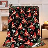 Red Cardinal Throw Blanket - Soft Plush Fleece Winter Birds Bedding Blankets- Cozy Cardinal Stuff Gifts for Women Girls Kids Adults 40"X50"