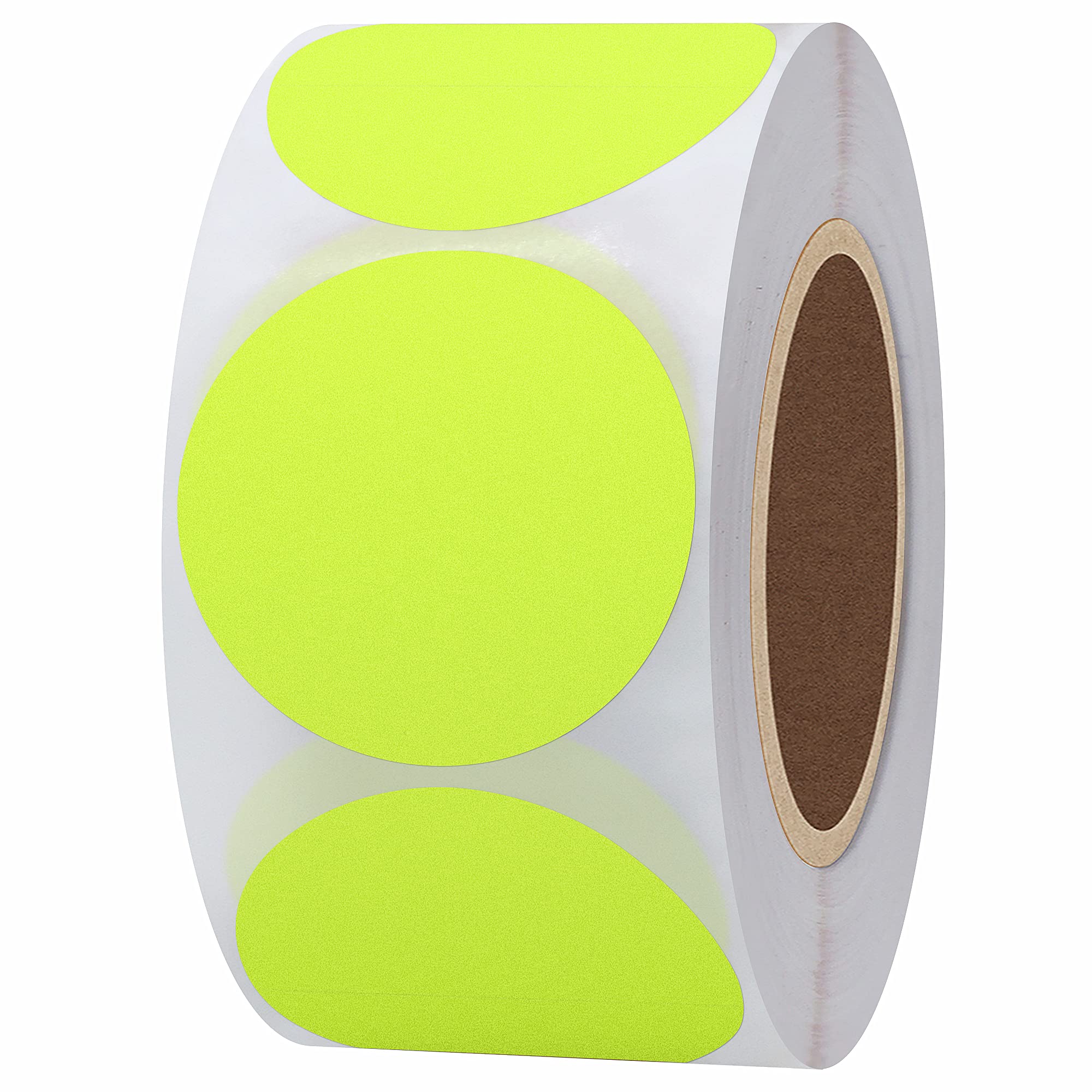 Hylabelest Fluorescent Yellow Round Stickers 1.5 Inch Color Coding Dots Labels Total 500 Per Roll (Fluorescent Yellow, 1.5")