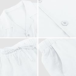 Fenxxxl Men's 2 Piece Linen Suits Summer Clothes