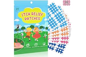 EZ BITES RELIEF Kids' Itch Relief Patches - 48 Pcs, Fast Relief, Reduces Swelling, Prevents Scratching, Waterproof, 100% Child-Friendly, Essential for Summer Travel Camping and Hiking (Grid)