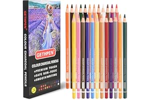 GETHPEN Pastel Chalk Colored Pencils,Set of 24 Colors,Pastel Colored Pencils,Color Charcoal Pencils for Drawing Sketching Coloring Shading,Art Supplies for Adults Artists., G928-24