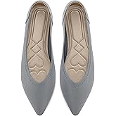 HARENCE Women's Flats Ballet Shoes: Comfortable Pointed Toe Soft Knit Flat Casual Slip On Work Dress Shoes for Walking Wedding Dating