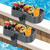 Vikua Adjustable Spa Hot Tub Table Tray with Install, no Tools. 2 Cup Holders for 2"-6.5" | Heavy-Duty Nonslip Shelf,2 Cup Holders,fits aboveground Bathtub. Holds Drinks, Snacks, Phones, Phone. Easy