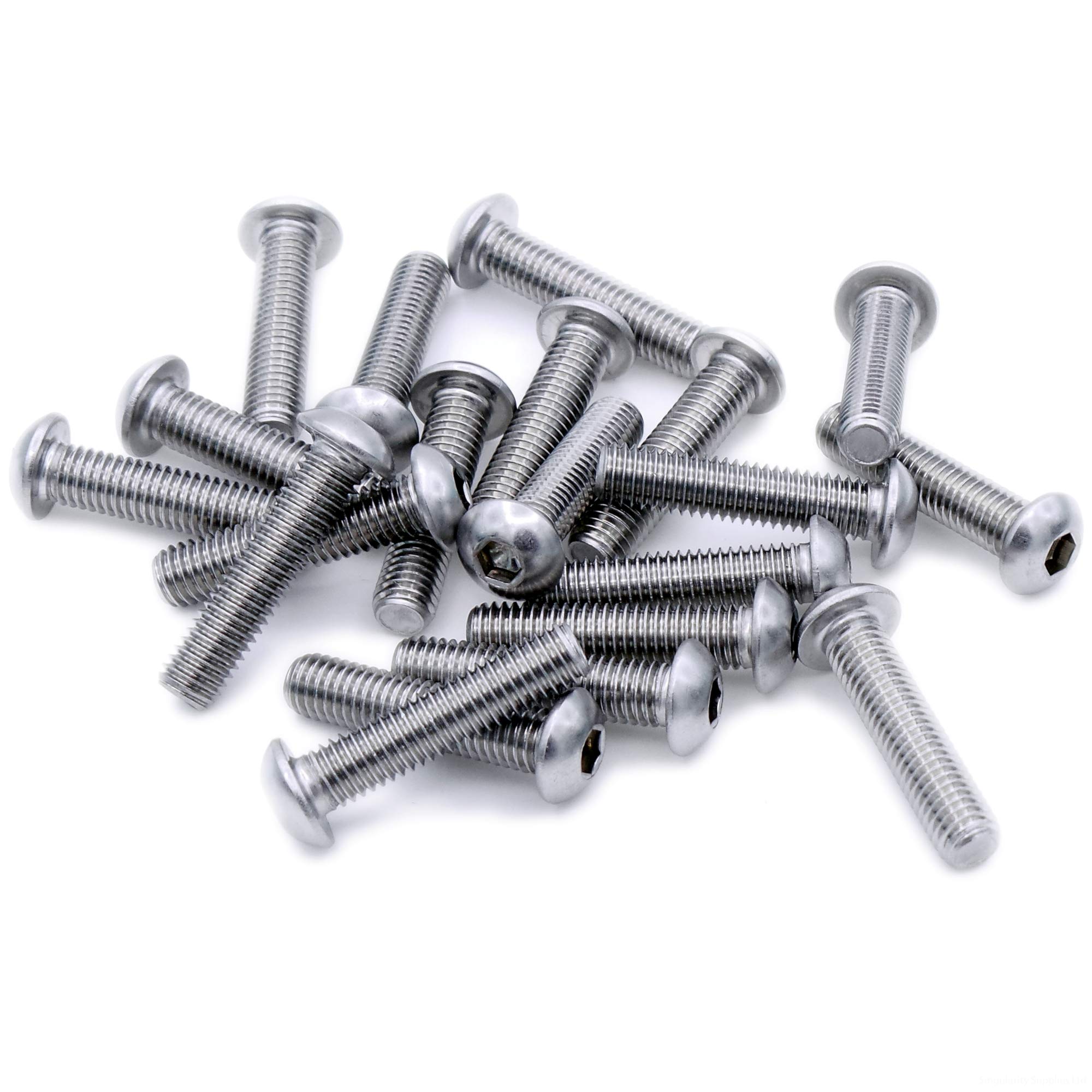 M3 (3mm x 25mm) Hex Socket Button Machine Screw (Bolt) - Stainless Steel (A2) (Pack of 20)