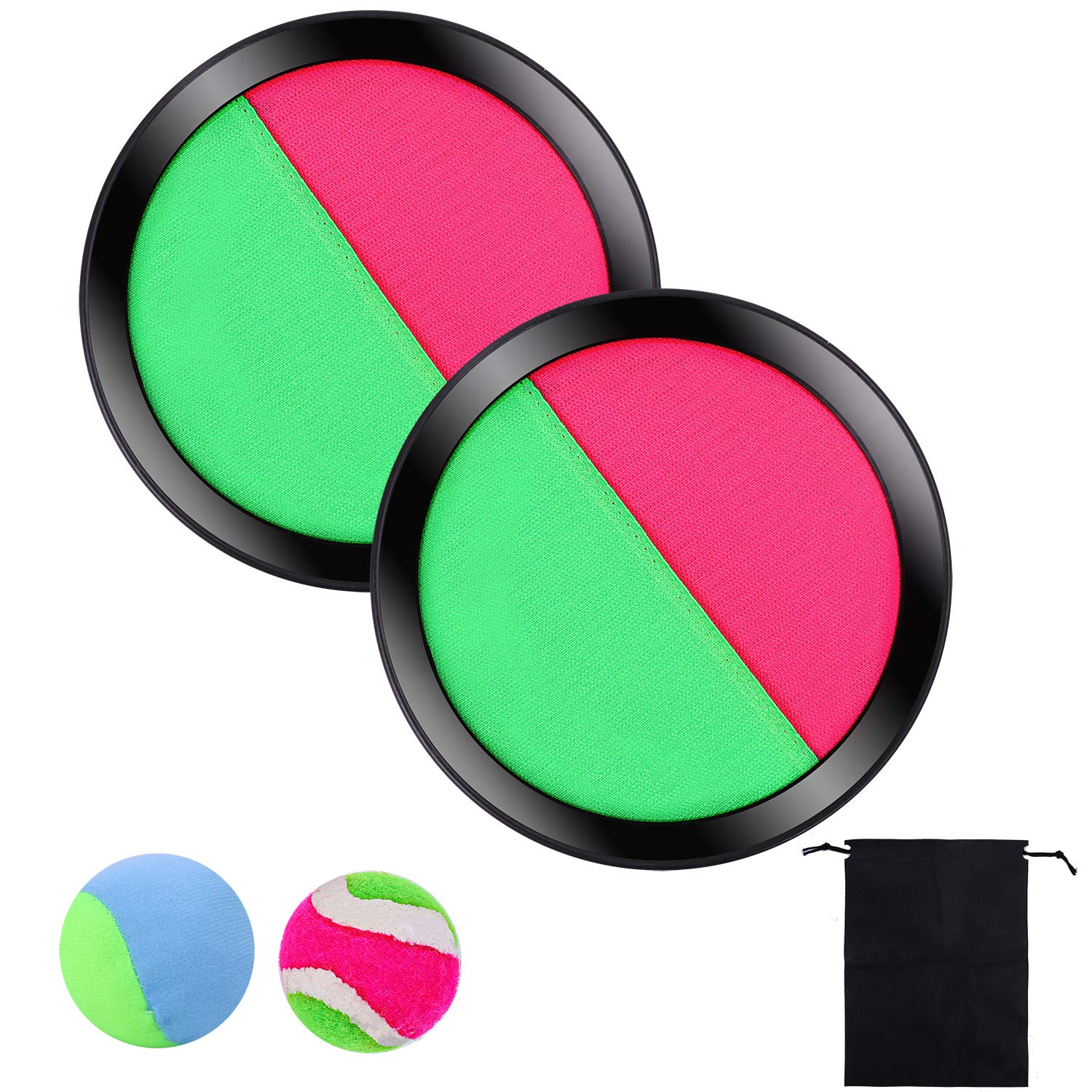 Cooraby Toss and Catch Paddle Game Paddle Toss and Catch Ball Sport Games Suitable for Sports, Beach and Party Favor with Storage Bag, 2 Paddles and 2 Balls