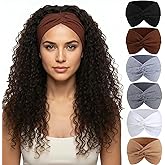 obeoby 6 Pack Wide Turban Headbands for Women Non Slip, 6inch Thick Turban Knotted Hair Bands for Lady Large African Wide Hai