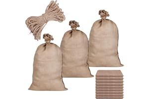 BUTARFE Burlap Bags 10pcs Heavy-Duty Large Potato Sack Race Bags 40'' x 24'' Thicken Burlap Sack with Ropes Reusable Woven Jute Bag for Backyard Vegetables Gardening Food Storage Kids - Holds Up to 50lbs