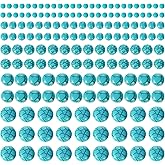 Mezchi Set of 250 pcs Blue Turquoise Beads, 5 Size Round Cabochons Stones, Flat Back Beads for Jewelry Making, DIY, 4/6/8/10/12mm