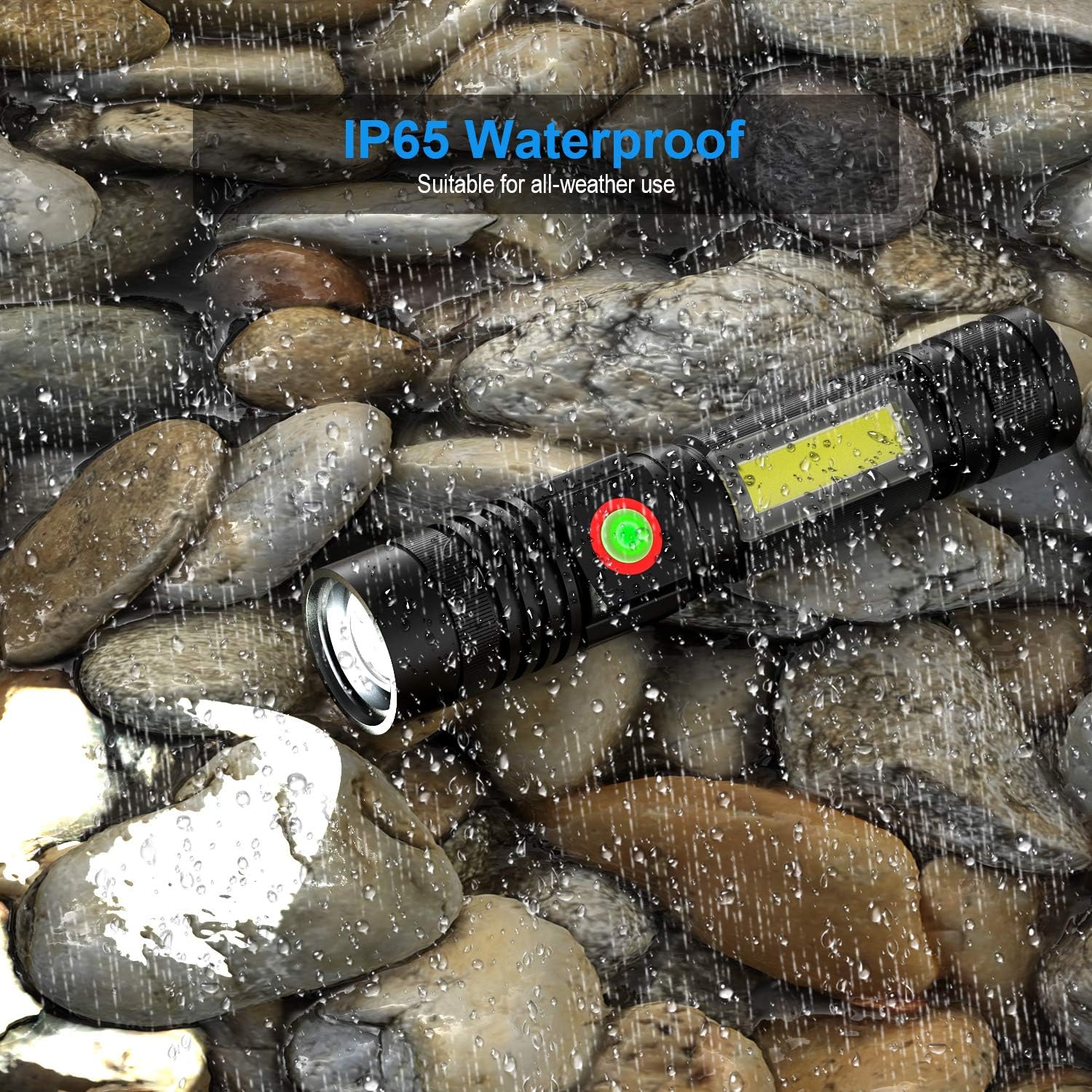 LED Flashlight Rechargeable, Tactical Flashlight Magnetic with Cob (Battery Included), Pocket-Size LED Torch with Clip, Waterproof, Zoomable, 4 Mode Flash Light for Camping, Emergency Use - - 