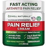 OWELL NATURALS Deep Penetrating Pain Relief Cream, Maximum Strength Formula for Joints & Muscle Aches, Lower Back, Knees, Hands, Legs, Ankle – Fast Acting Comfort, 3.5 oz
