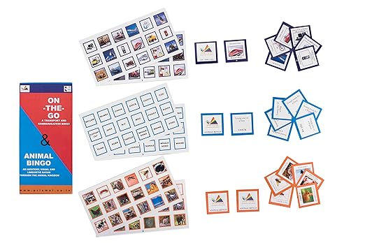 Prism Edutives Animal and On The Go Pictorial On Animal Facts And Means Of Transport And Communication Bingo (Blue and Red)