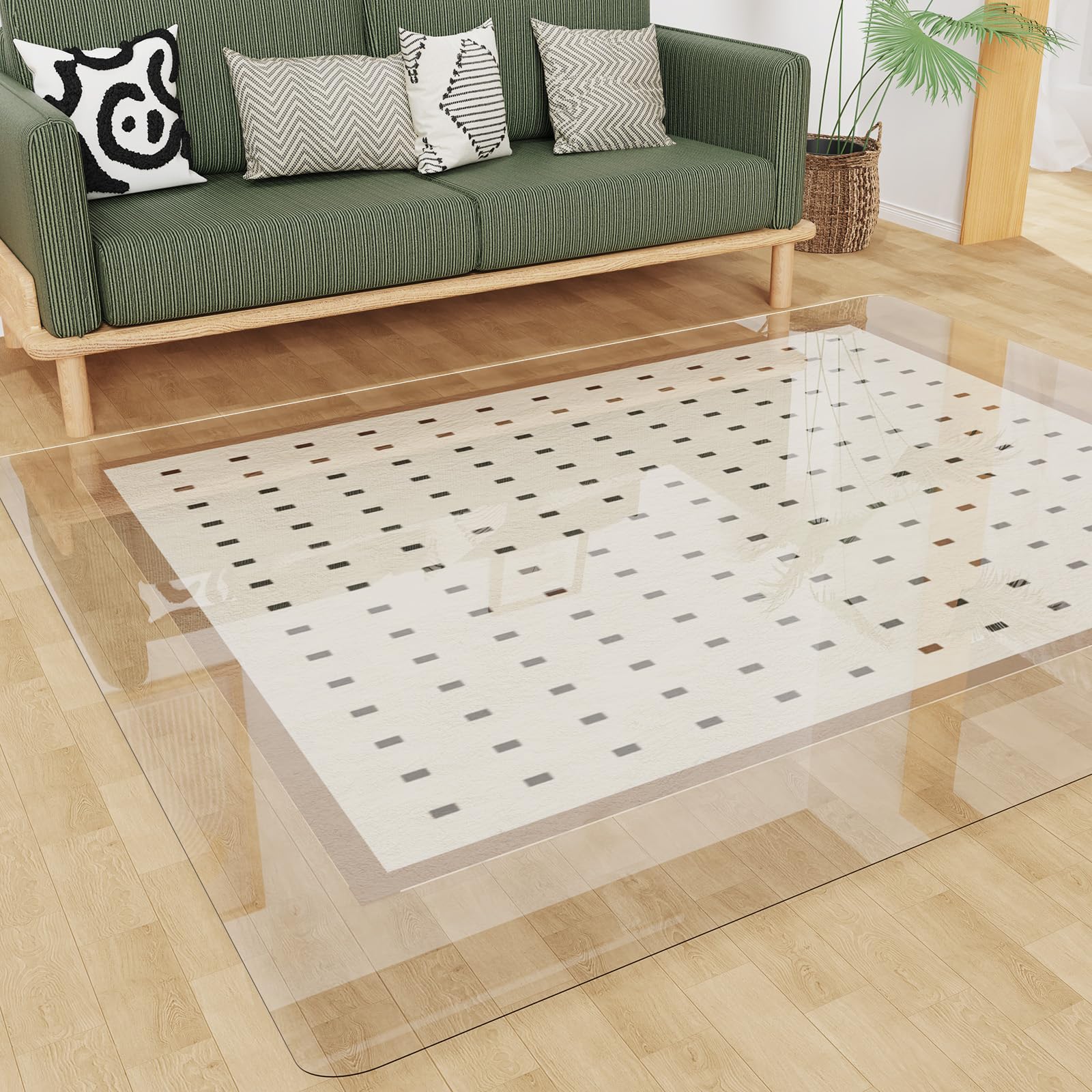 Photo 1 of ZPAI Crystal Clear Floor Mat 8×12ft, Upgraded Easy Flat Waterproof Vinyl Rug Cover, Large Stain-Resistant Plastic Area Rug Floor Protector for Kitchen, Dining Room, or High-Traffic Areas