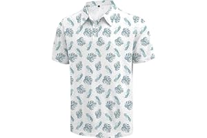 KUYIGO Mens Polo Shirts Short Sleeve Moisture Wicking Performance Print Collared Casual Tennis Golf Shirt