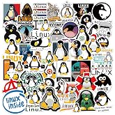 Linux Stickers 62pcs Work Decals Aesthetic Waterproof Vinyl Pack Stickers for Water Bottle Laptop Phone Skateboard DIY Decorative Supplies Activities Party