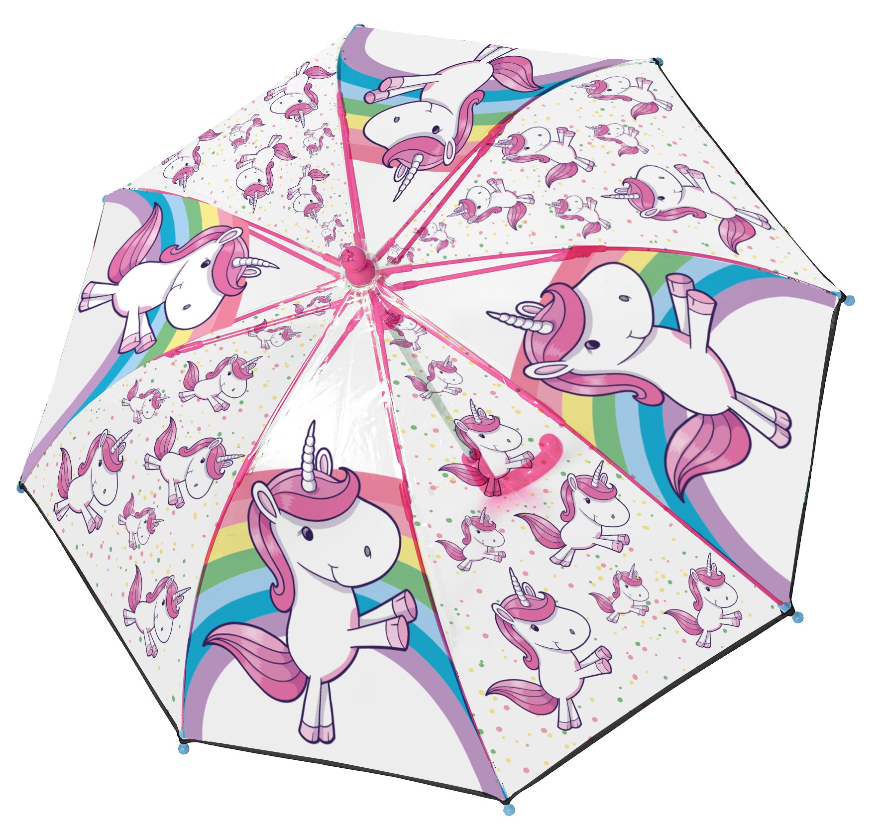 POS Handels GmbH Stockschirm mit Einhorn Motiv, Regenschirm für Mädchen, manuelle Öffnung und Fiberglasgestell Stick umbrella, 62 cm, Multicolour (Bunt)