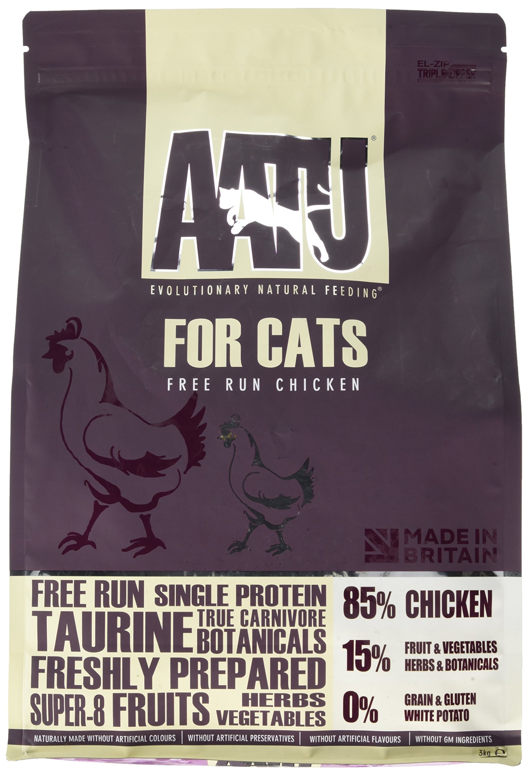 AATU 85/15 Complete Dry Cat Food, Chicken 3kg - High Protein, Grain Free Recipe, No Artificial Ingredients