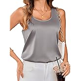 Totatuit Women Silk Satin Tank Tops Dressy Scoop Neck Camisole Sleeveless Blouses Shirts Casual Summer Tank