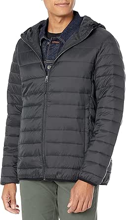 Amazon Essentials Men's Lightweight Water-Resistant Packable Hooded Puffer Jacket
